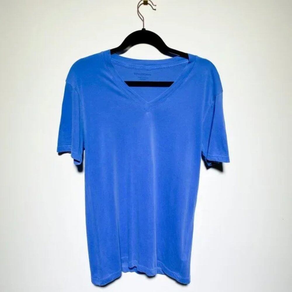 SPLENDID MILLS WOMENS BLUE V-NECK SOFT T-SHIRT